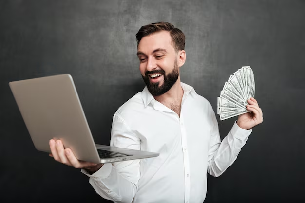 Man using laptop to earn money online in UAE